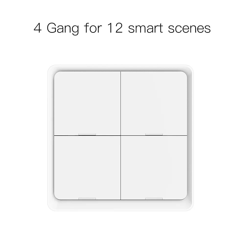 MOES 4 Gang Tuya ZigBee Wireless 12 Scene Switch Push Button Controller Battery Powered Automation Scenario for Tuya Devices