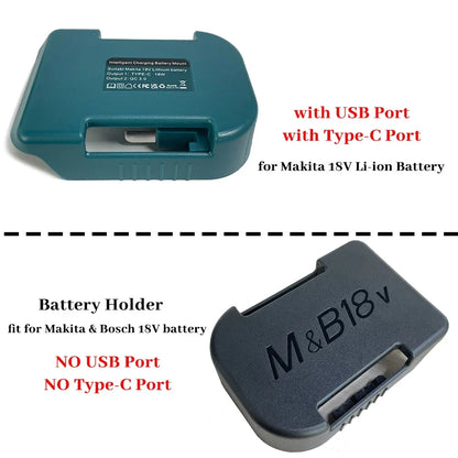 1Pc For Makita 18V With USB With Type-C Battery Holder For Makita Battery BL1840 BL1850 BL1860 Charger Adapter Fast Charging