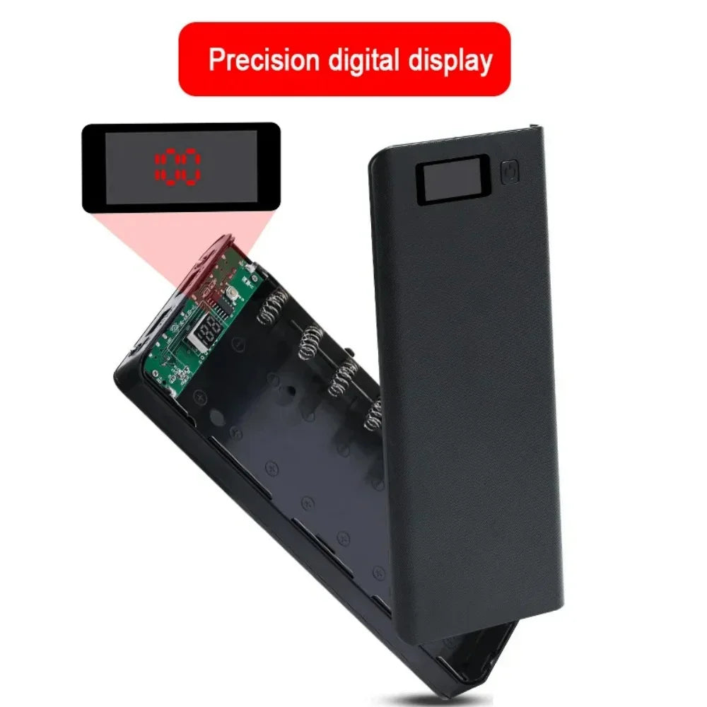 8*18650 Battery Charger Box Digital display panel Fast Charging USB Power Bank Battery Charge Box with LED Digital Display Light