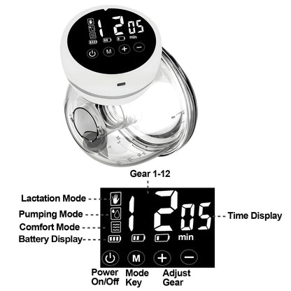 1PCS Wearable Electric Breast Pump Milk Collection Hands-free Automatic Intelligent Breast Pump Portable For Travel