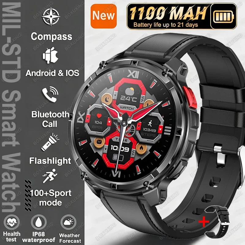 2026 New T-Rex3 Ultra Military Smart Watch 1100mAh Battery GPS Path IP68 Waterproof Sports Tracker Outdoors Compass Smartwatch