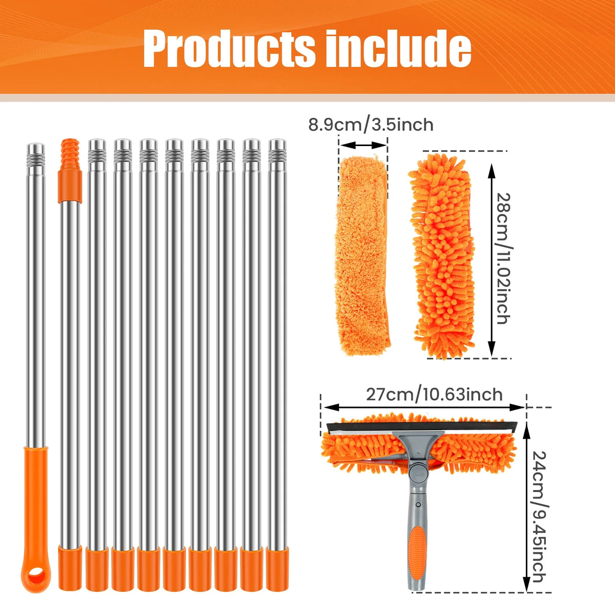 Extendable Window Cleaning Kit – 2-in-1 Glass Squeegee & Microfiber