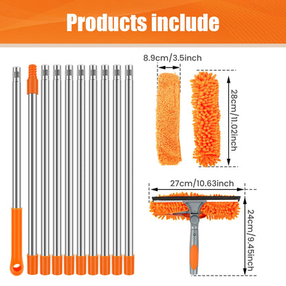 Extendable Window Cleaning Kit – 2-in-1 Glass Squeegee & Microfiber