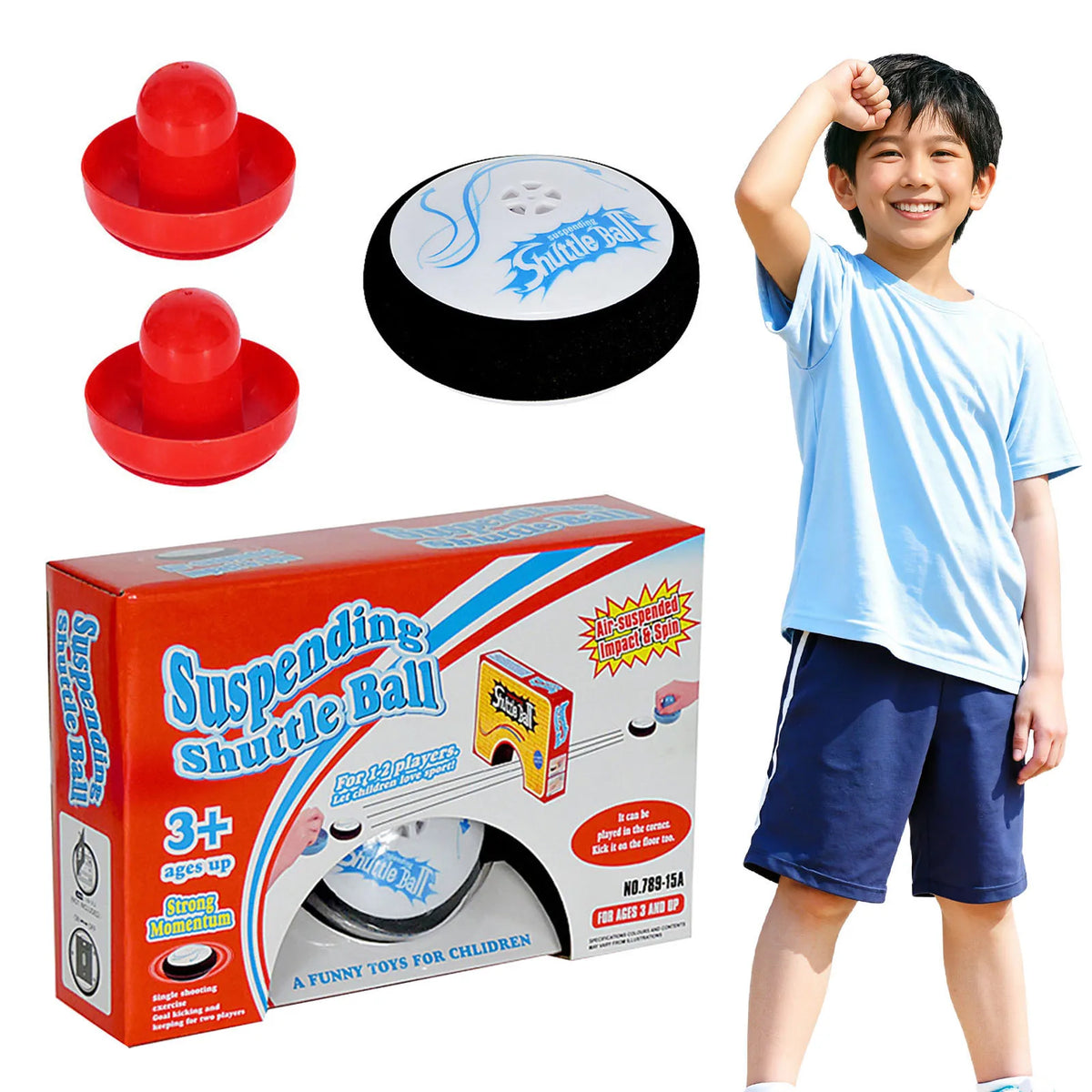 Air Hockey Hover Puck with 2 Pusher Paddles Electric Floating Hockey Tabletop Hockey Hover Puck for Sports Game Party Decor Gift