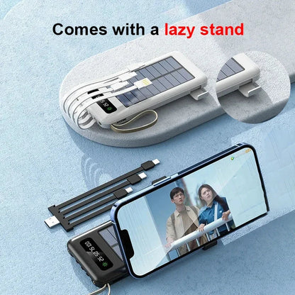 2026NEW Lenovo 200000mAh Large Capacity 4In1 Solar Power Bank Fast Charging Mobile Powerbank Portable External Battery ForiPhone