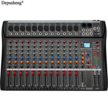 Audio Mixer 6/8/12 Channels Professional DJ Mixer LR Microphone/line