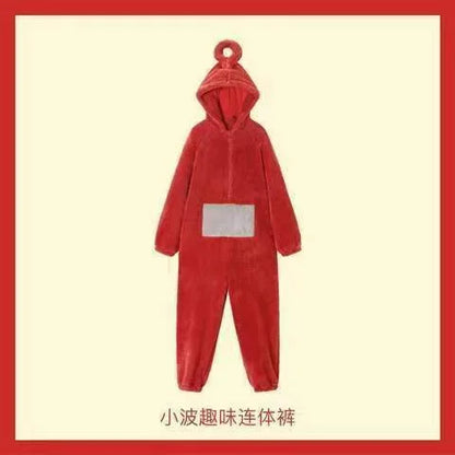 Adult Kids Teletubbies Costumes Soft Long Sleeves Piece Pajamas Costume Lala Home Clothes Cosplay Adult Unisex Party Wear