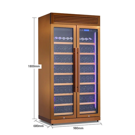 Two Door Compressor Wine Cooler Stainless Steel Beverage Fridge for Wine Champagne Bar Club Home Kitchen Party Storage Pro