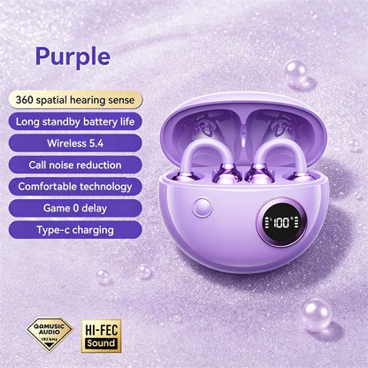 Open Wireless Earphone Fashion Plated Ear Clip Bluetooth Headset 9D Surround Stereo 0 Delay Long Battery Life Game Condenser Mic