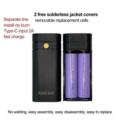 DIY Power Bank Box For Phone Electronic Charging Not Including Batteries 6000mAh 5V 2A 2X 18650 USB Type-C Battery Charger Case
