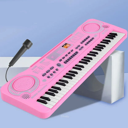 Kids Electronic Piano Keyboard Portable 61 Keys Organ with Microphone Education Toys Musical Instrument Gift for Child Beginner