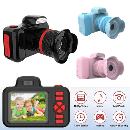 Kids Camera Toys Flash 1080P Photo Video Mini Camera 2.0 Inch Screen Long Lens Zoom Child Digital Camera Birthday Festvial Gifts