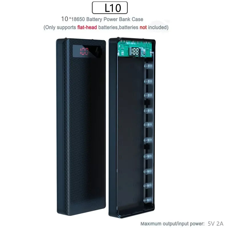 USB Power Bank Battery Charge Box 8*18650 Battery Charger Box Digital display panel Fast Charging with LED Digital Display Light
