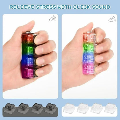 1pcs LED Keyboard Keycap Stress Relief Keychain  4 Button Fidget Tool for Adult Kids Office Decompression Gadget Tech Keychain
