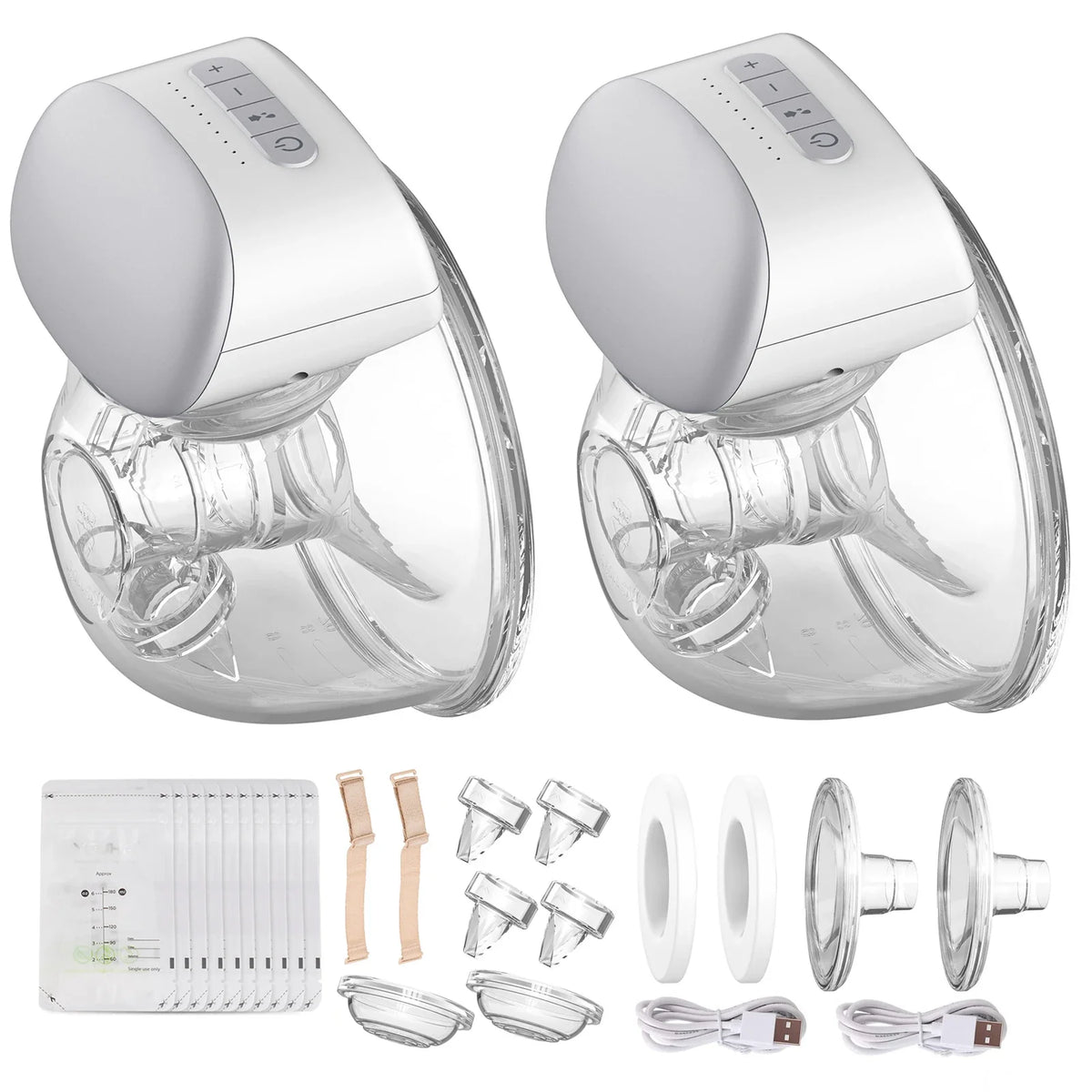 Bebebao Wearable Electric Breast Pump Hands Free Breast Cup 8oz/240ml BPA-free 3 Modes 10 Suction Levels for Breastfeeding