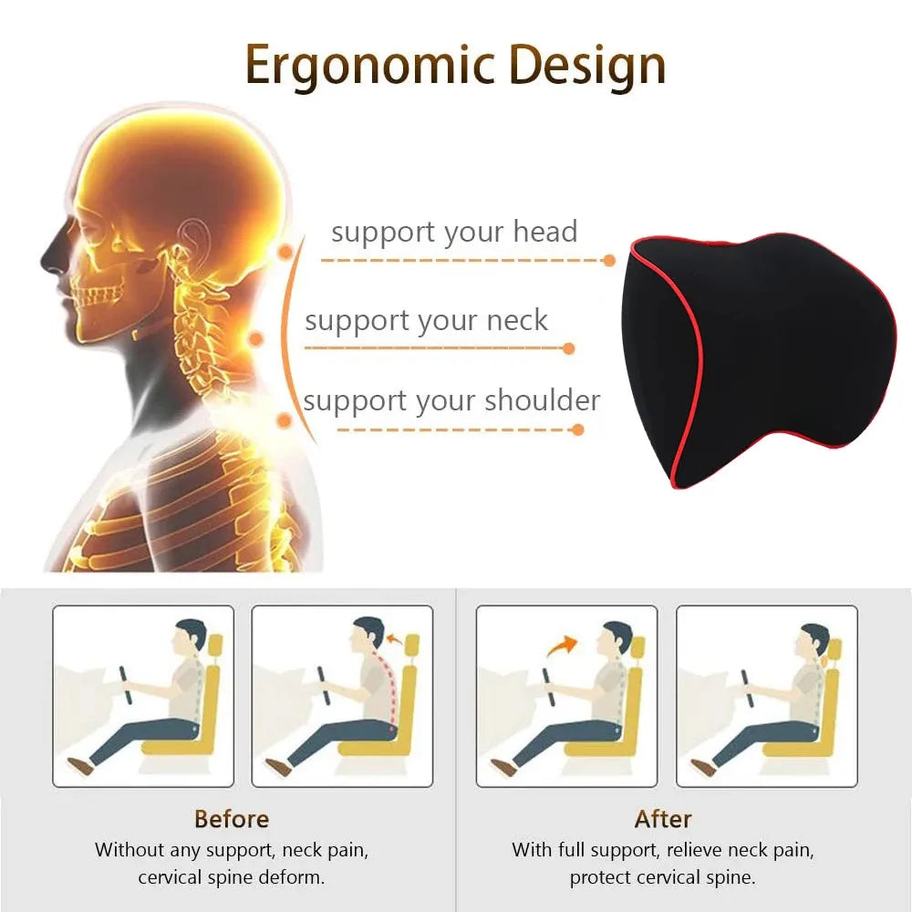 Memory Foam Car Cushions – Neck Pillow & Lumbar Options