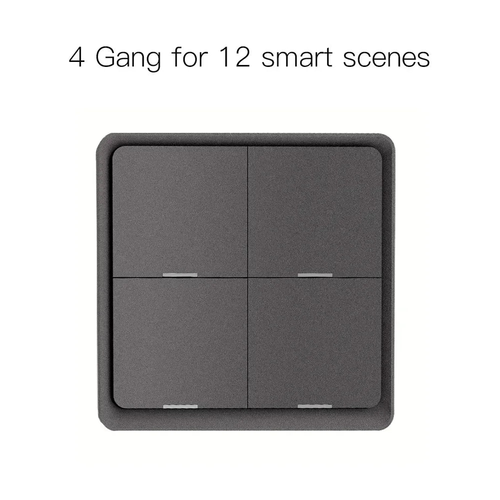 MOES 4 Gang Tuya ZigBee Wireless 12 Scene Switch Push Button Controller Battery Powered Automation Scenario for Tuya Devices