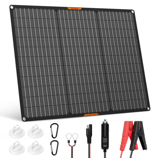 MHPOWOS Solar Panel Kit 50W 12V Solar Battery Trickle Charger Maintainer + Upgrade Controller for Boat Car RV Motorcycle Marine