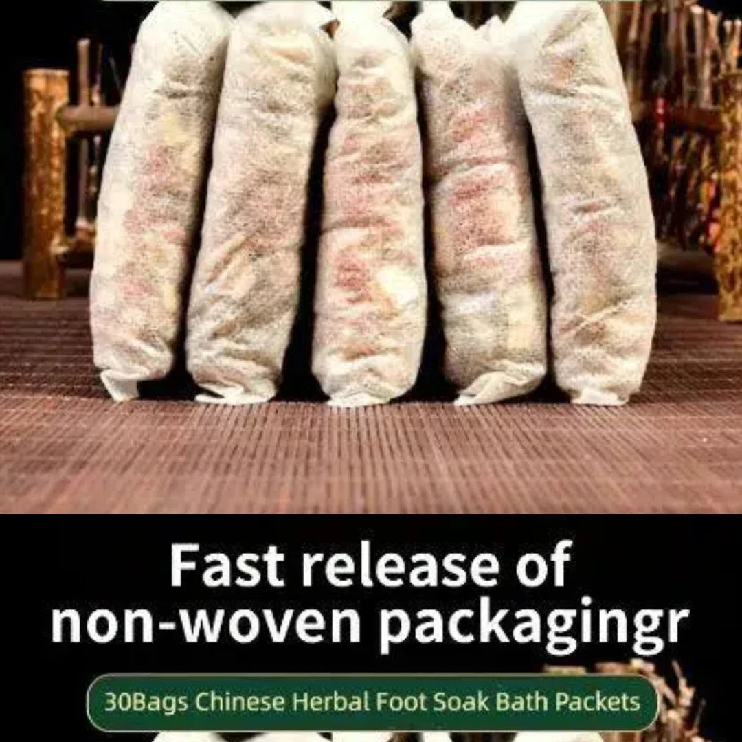 30Bags Chinese Herbal Foot Soak Bath Packets Skin-Soothing Sleep-Aiding with Ginger Mugwort for All Seasons Foot Soak Pouches