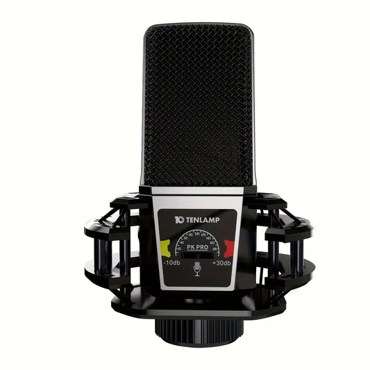 Tenlamp PKPRO Large Diaphragm Condenser Mic, 26mm Gold-Plated Head, Phantom Power, USB/XLR Dual-Circuit,  Gaming Streaming Podcast Mic with Stand, Noise Cancellation for PC PS5 Karaoke Video Conferencing