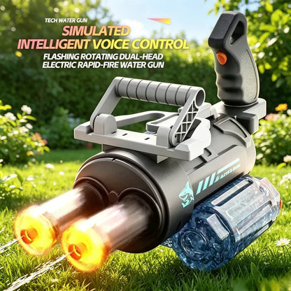 AI Voice Control Electric Gatling Water Gun High Pressure Shooting Summer Outdoor Battle Toy Kids Boys Holiday Gift