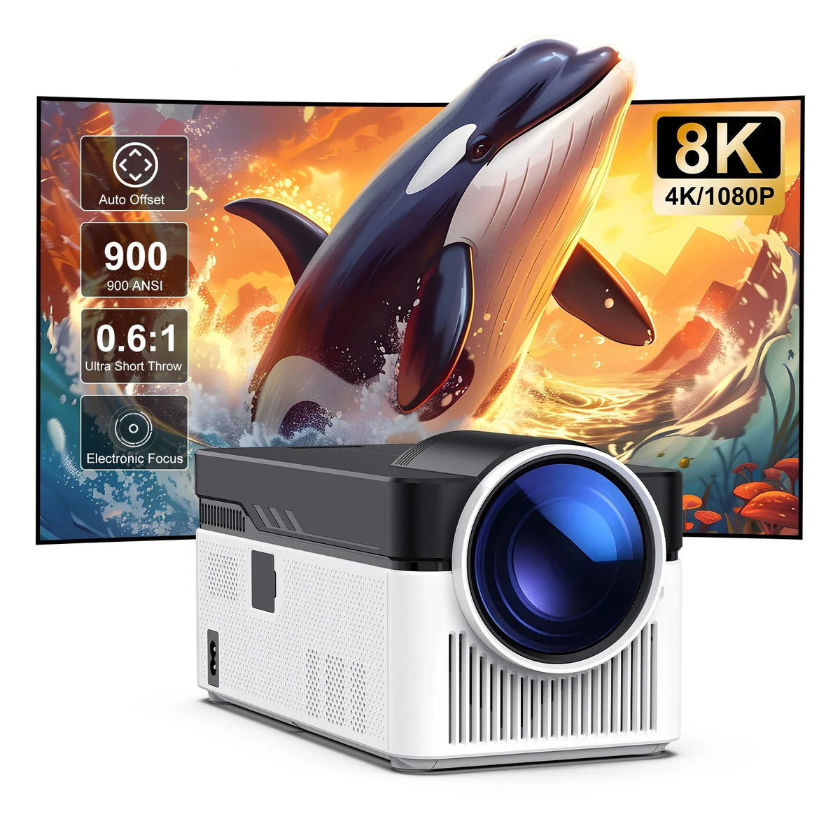 Portable Android Projector with Bluetooth & Auto Keystone
