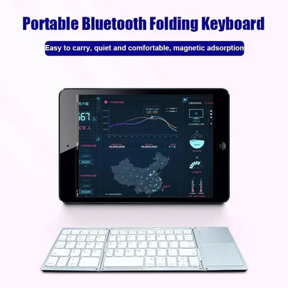 Wireless Tri-Fold Bluetooth Keyboard with Touchpad | Foldable | 81 Keys | 35Hr Battery | Phone Tablet PC Mac