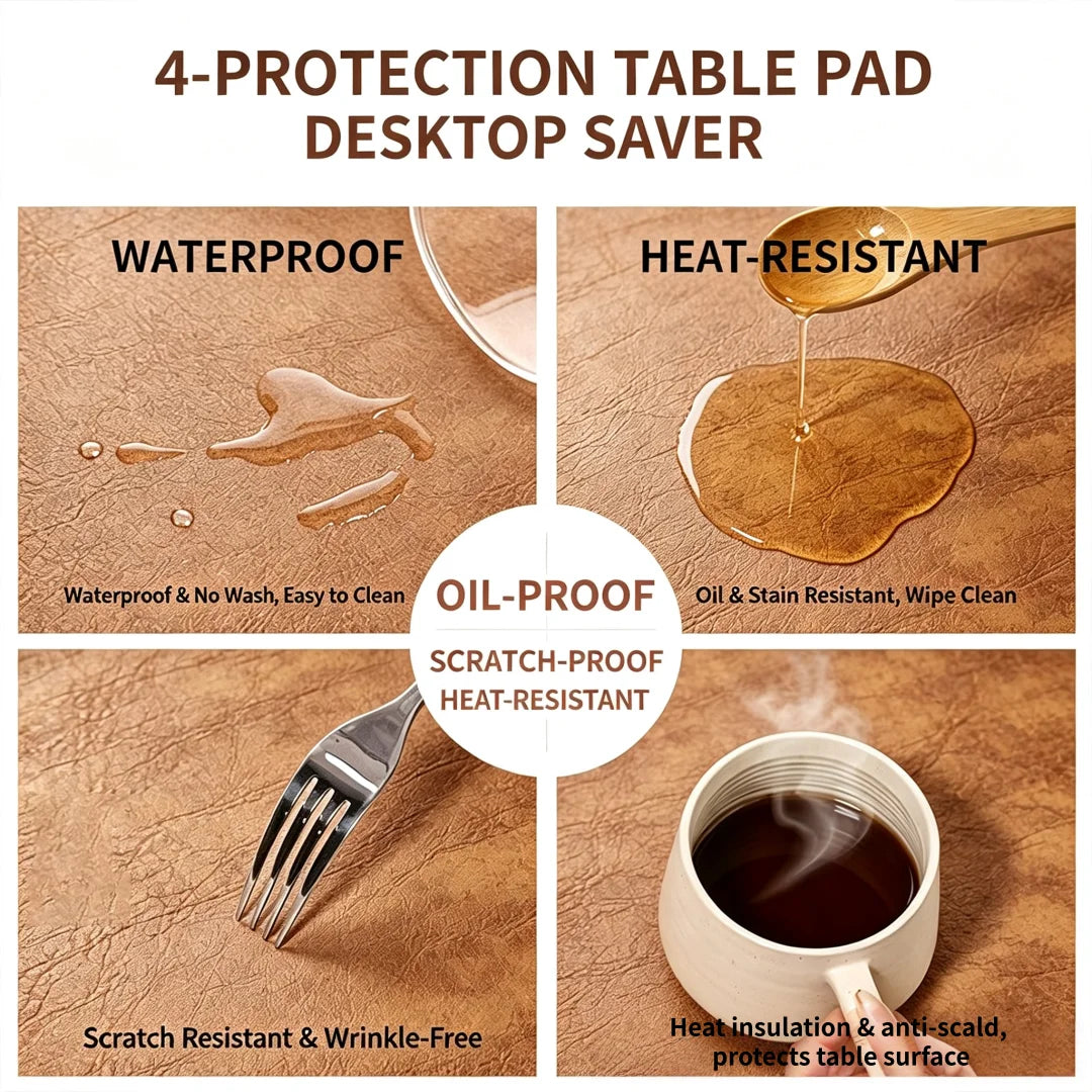 Double-sided Two-tone PU Desk Mat, Reversible Waterproof Oil-proof Leather Pad for Laptop & Mouse