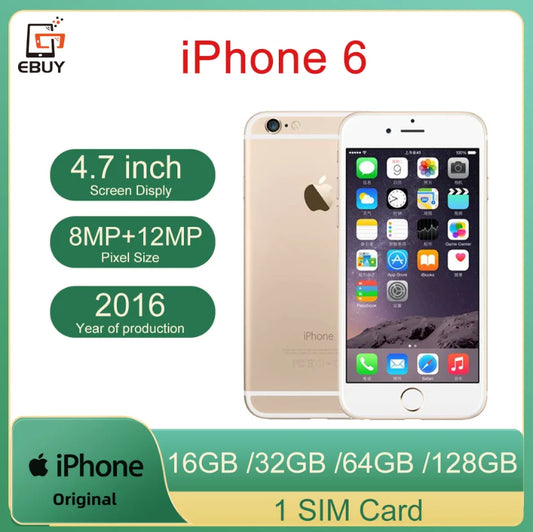 Original Apple iPhone 6 iPhone6 4.7" IOS A8 8MP ROM16/64/128GB Dual Core Fingerprint 4G LTE Unlocked Mobile Cell Phone