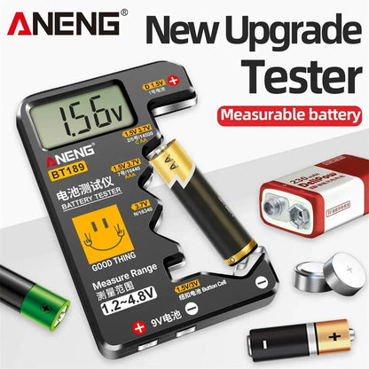 Battery Tester ANENG BT189 Digital Universal Detector Capacity Tester Display Checkered Gauge Analyzer AAA AA Button Cell Tests