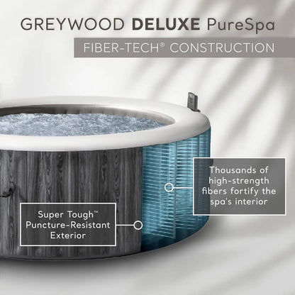 28441EH PureSpa Greywood Deluxe Spa Set: Includes Energy Efficient Spa Cover - 170 Bubble Jets - Round Design - 6, Custom