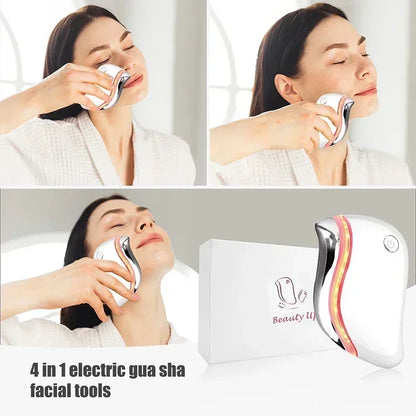 4 in 1 Electric Facial Scraping massager Heat Vibration Sculpting Tightening Tool Anti-Aging Wrinkles Eye Face Puffiness Relief