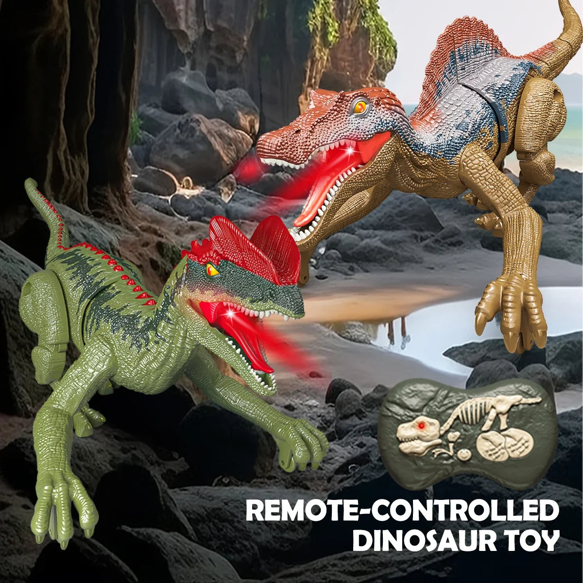 2.4GHz Remote Control Dinosaur Toys, Walking Robots Model with Lights and Sound for Kids Gifts