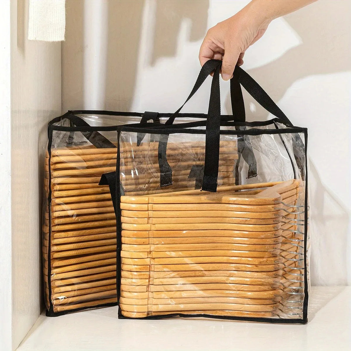 1pc Clothes Hanger Organizer Holder for Space Saving, Hanger Triangle Storage Bag with Handles for Closet Tidier Laundry