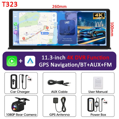 Portable Wireless CarPlay & Android Auto Screen – Size & DVR Options