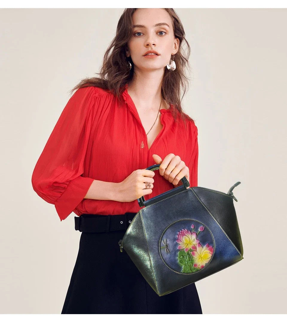 2022 Thick Cow Leather Luxury Designer Shopper Women Tote Purse Handbag Ladies Over The Shoulder Satchel Bag For Female 6639