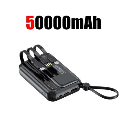 Lenovo CCC 500000mAh 4 Cables High Capacity Mini Power Bank Fast Charging Portable External Battery Supply New For iPhone Xiaomi