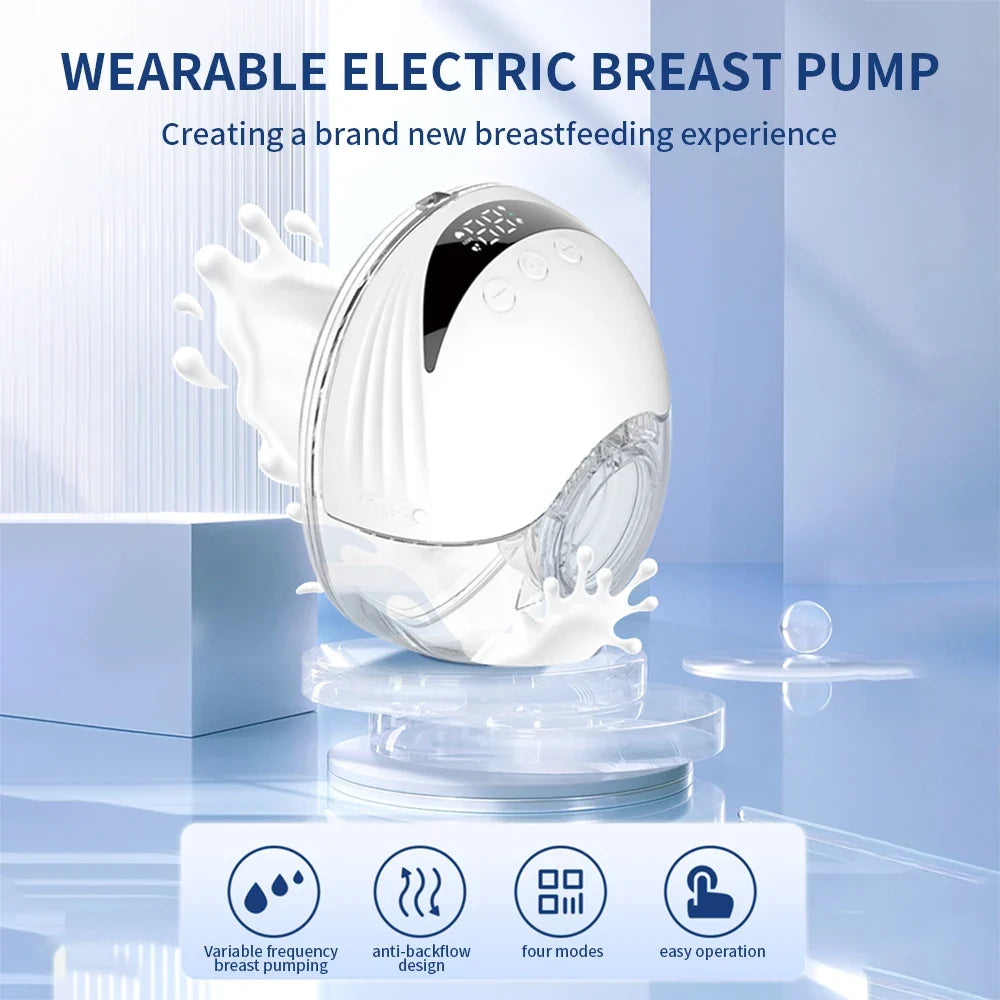 Wearable Breast Pump Silent Hands Free Electric Breast Pump with LED Display 4 Modes 12 Levels Comfort Milk Collector BPA-free