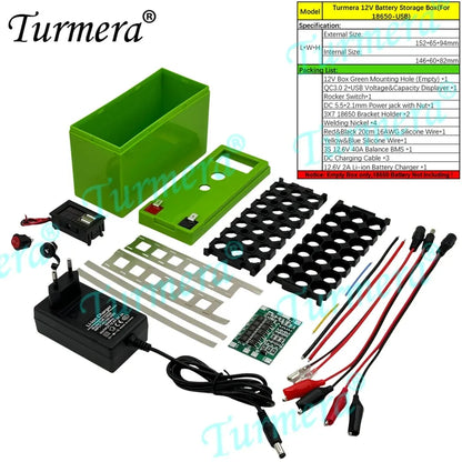 18650 Battery Box Holder 40A BMS with Voltage Capacity Displayer Rechargeable USB Power Bank Battery case Mobile Phone Charger