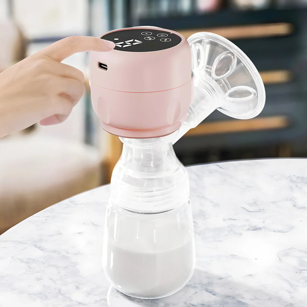 2-IN-1 Electric Breast Pump Portable Baby Nipple Bottle Smart Integrated Suction Breast Pump Milk Postpartum Fortable Breast
