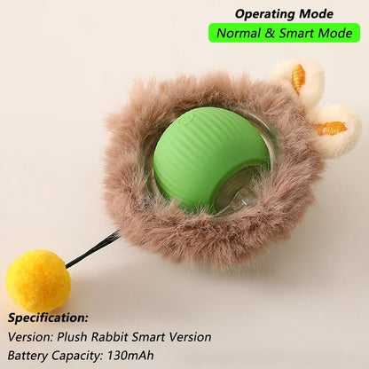 iLMH Cat Interactive Ball Toy Automatic Rolling Ball Faux Tail Rechargeable Smart Pet Electric Toy Pet Training Imitate Mouse