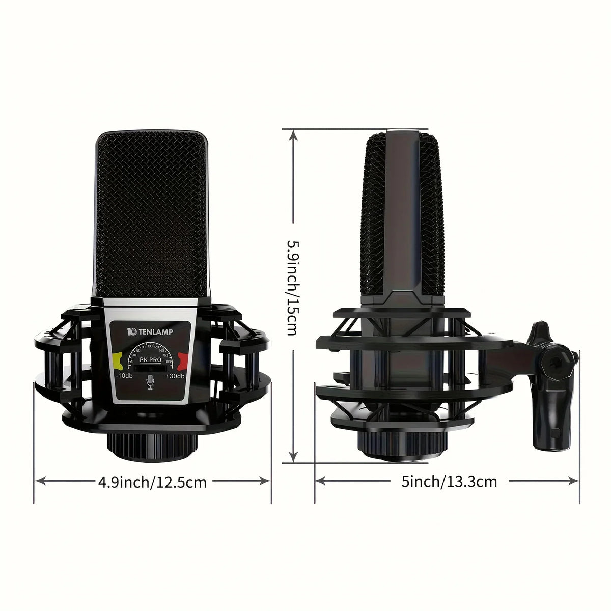 Tenlamp PKPRO Large Diaphragm Condenser Mic, 26mm Gold-Plated Head, Phantom Power, USB/XLR Dual-Circuit,  Gaming Streaming Podcast Mic with Stand, Noise Cancellation for PC PS5 Karaoke Video Conferencing