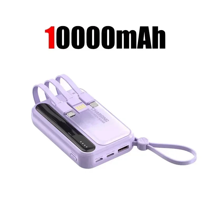 Lenovo CCC 500000mAh 4 Cables High Capacity Mini Power Bank Fast Charging Portable External Battery Supply New For iPhone Xiaomi
