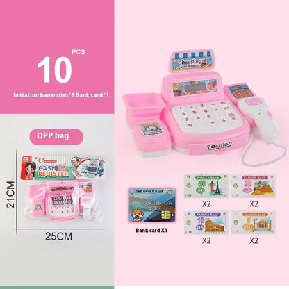 1Set Supermarket Cashier Electronic Game with Lighting And Sound Effects Simulation Shopping Cash Register Toy for Kids House Pl