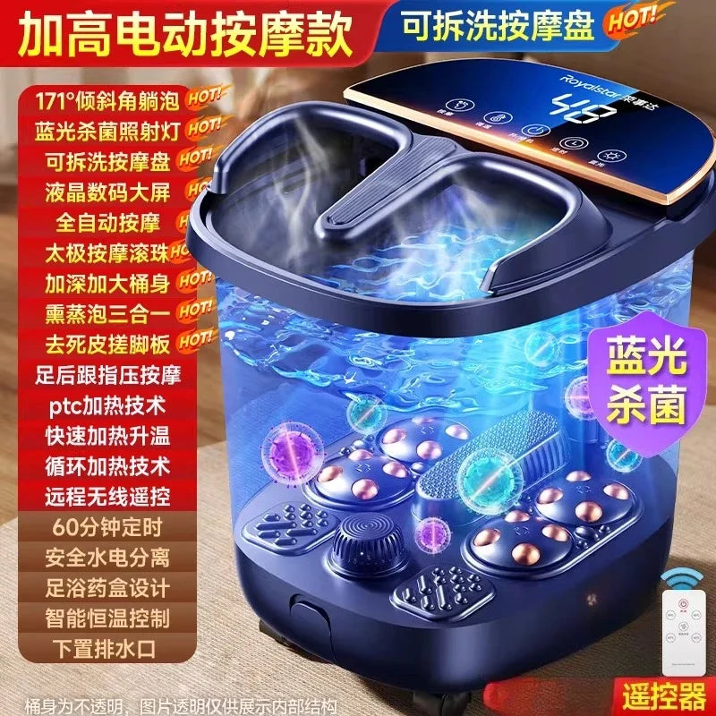 Heated foot bath tub with constant temperature, household electric massage foot bath basin, tall and deep.