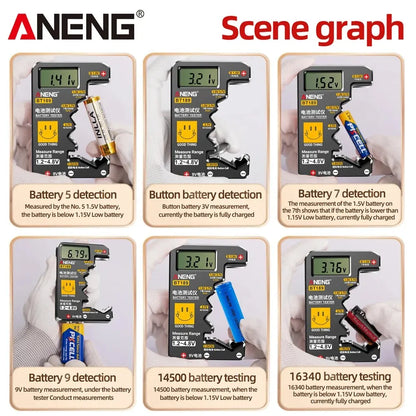 Battery Tester ANENG BT189 Digital Universal Detector Capacity Tester Display Checkered Gauge Analyzer AAA AA Button Cell Tests