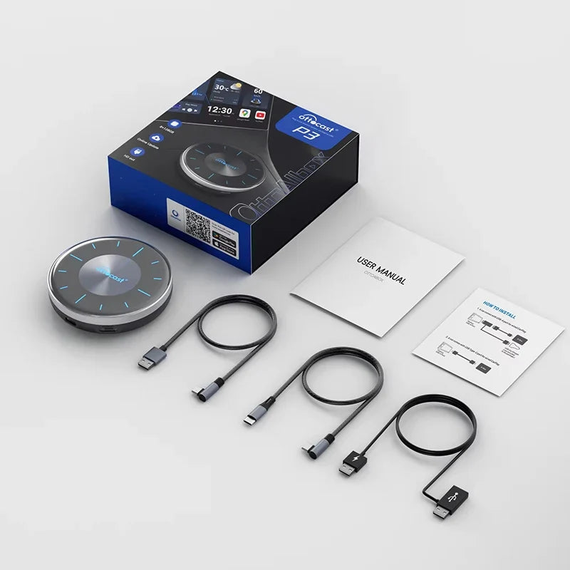 OTTOCAST P3 OttoAibox CarPlay AI Box Wireless Android Auto Smart TV Box Car Accessories for Benz Audi Kia Hyundai VW Toyota