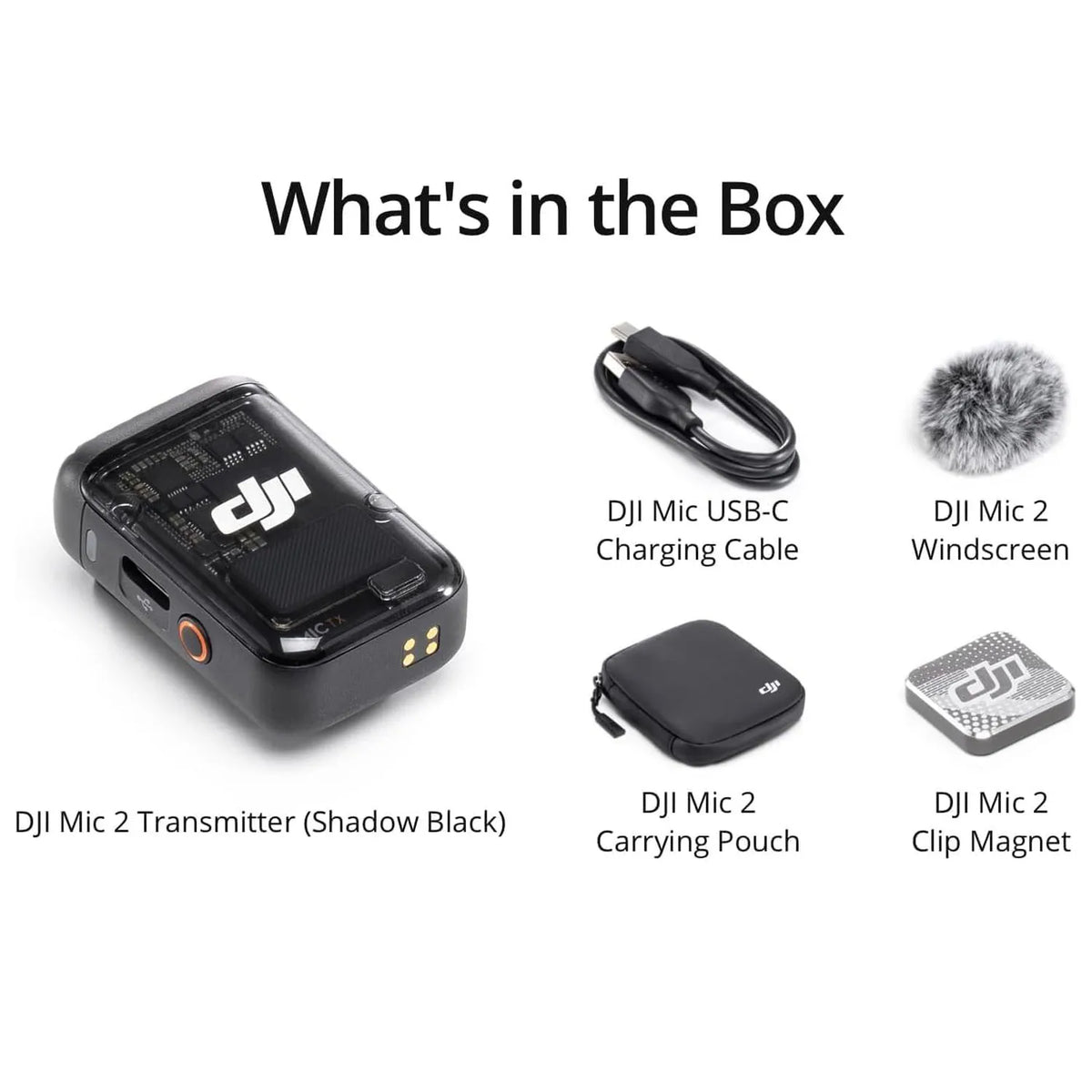 Refurbished Used DJI Mic 2 Transmitter Wireless Bluetooth Microphone with Intelligent Noise Cancelling 14-Hour Internal Recording 6-Hour Battery Magnetic Attachment for Vlogs