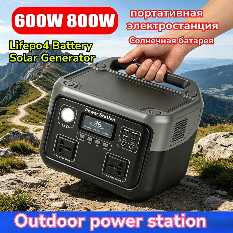 New 800W Portable Power Station 600W/800W 589WH Solar Generator Backup Power Bank for Outdoor Camping, Home Emergency, RV Travel