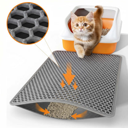 Double-Layer Cat Litter Trapping Mat with Non-Slip Base